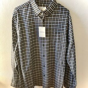NWT Nordstrom Men's Navy and gray Plaid Shirt